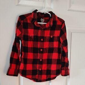 wonder nation Red & Black Plaid Button-Down Shirt for Kids